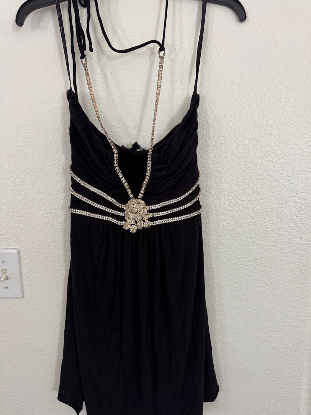 Sky Y2K Halter Rhinestone Dress